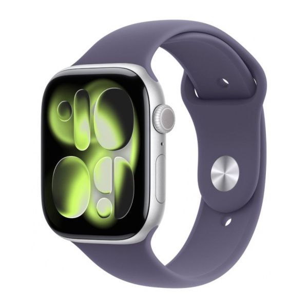 Apple Watch Series 11 42mm Aluminum Silver Case Purple Fog Sport Band M/L